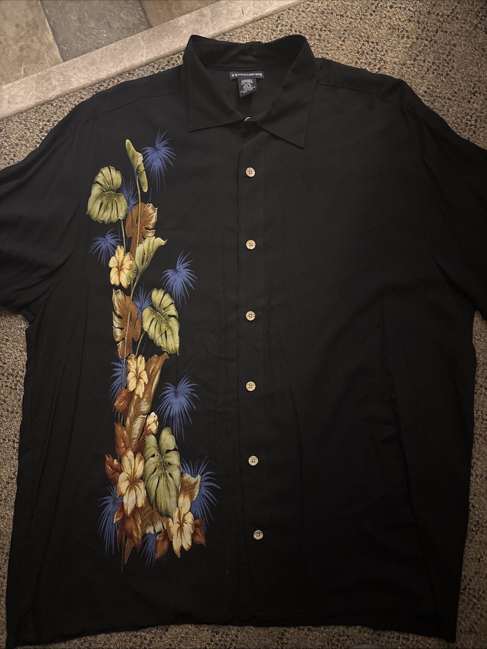 KNIGHTSBRIDGE Men Hawaiian ALOHA shirt Size Large Nice Detail